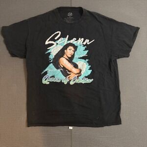 Selena Quintanilla Queen of Cumbia Black Graphic T-Shirt Mens Large L Cotton